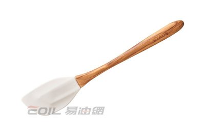 【易油網】【缺貨】Staub 橄欖木矽膠刮刀 白色炒菜鏟(L) 32cm 40509-250
