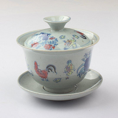 茶藝師 陶瓷雞缸三才杯蓋碗斗彩單個大號中式復古功夫茶具家用創意庫存