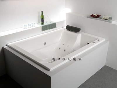 [進口極緻衛浴] 方型雙人浴缸-168 cm ~含自動落水頭~