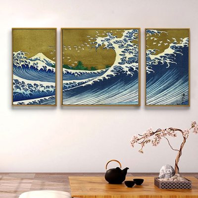 日本浮世繪三十六景海浪掛畫富士山風景畫榻榻米酒店日式裝飾掛畫