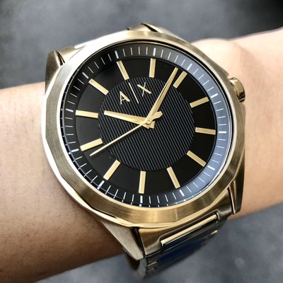 現貨 可自取 ARMANI EXCHANGE AX AX2619 亞曼尼 手錶 44mm 黑面盤 金色鋼錶帶 男錶女錶