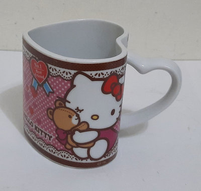 Sanrio~Hello Kitty 心型陶瓷馬克杯/愛心造型馬克杯