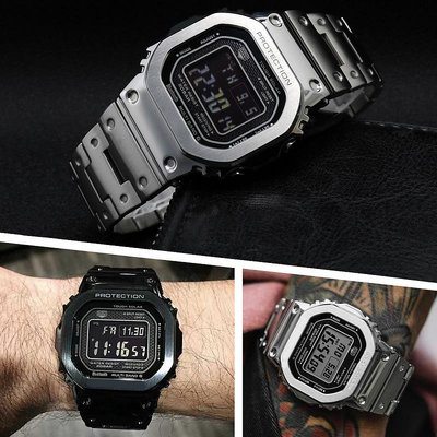 適用配卡西歐G-SHOCK GMW- B5000膠帶手錶男士不銹鋼精鋼錶帶配件