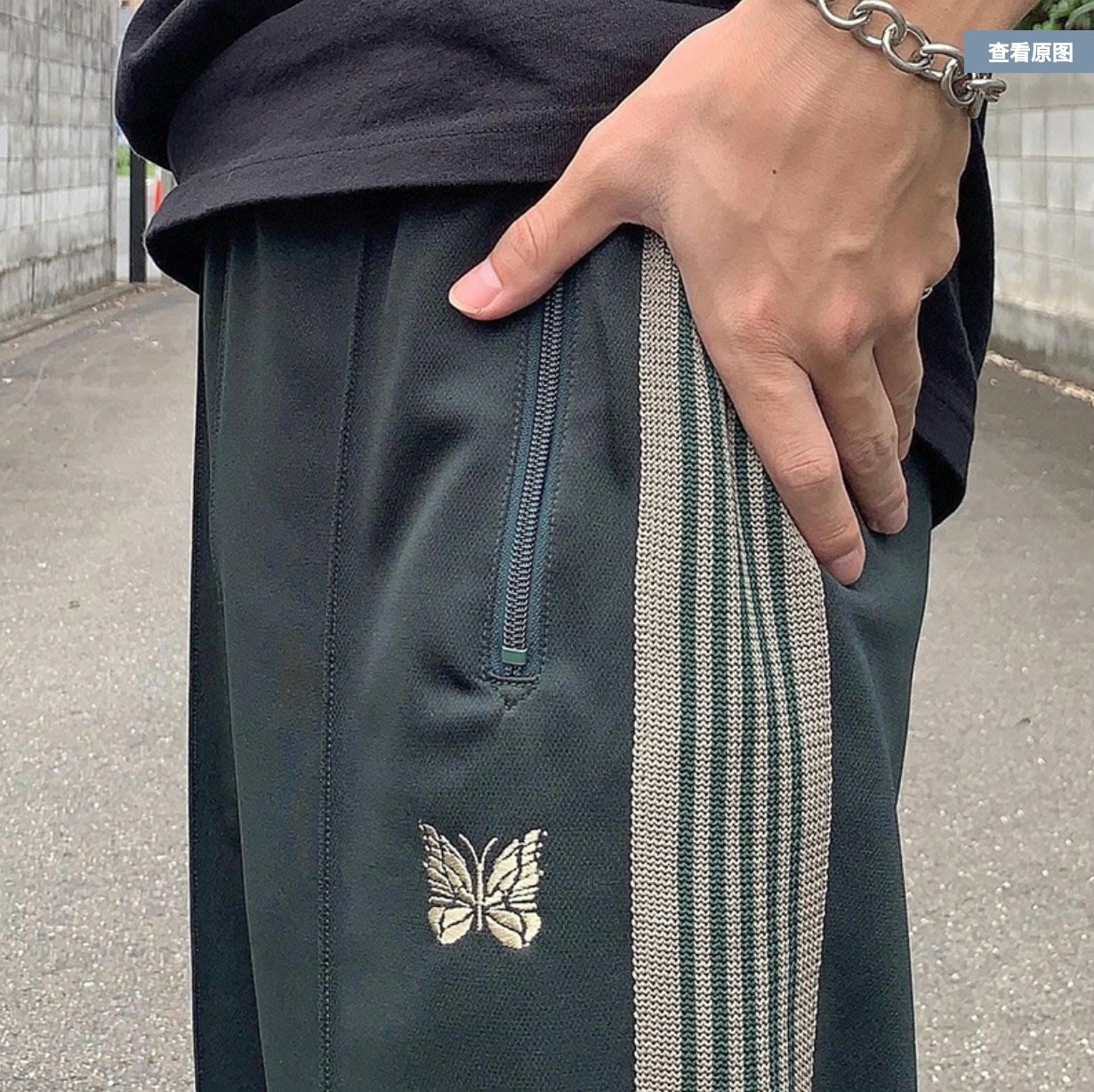 訂製款】2021AW Needles Track Pants Narrow 運動長褲蝴蝶墨綠色L 僅