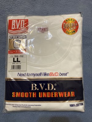 BVD男圓領厚棉八分袖保暖內衣LL號(胸圍104~112公分)