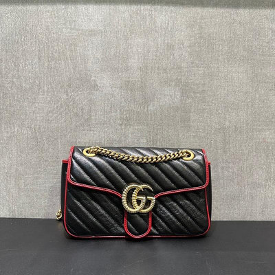 Gucci古馳拼色marmont26單肩斜挎包