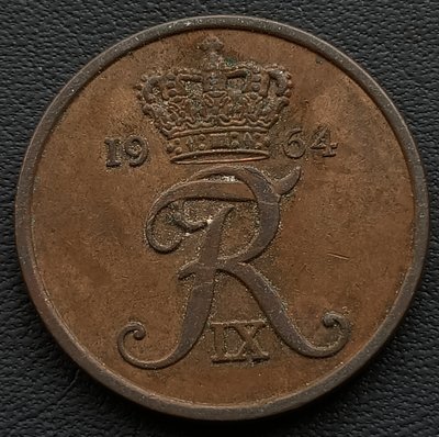 丹麥   1964年   弗雷德里克9世   5 ORE   銅幣    2511