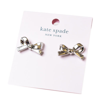 美國正品 KATE SPADE 蝴蝶結針式耳環-銀色【現貨】