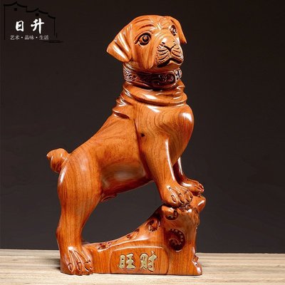 黃花梨木雕狗擺件實木雕刻十二生肖狗風水家居客廳裝飾紅木工藝品~特價