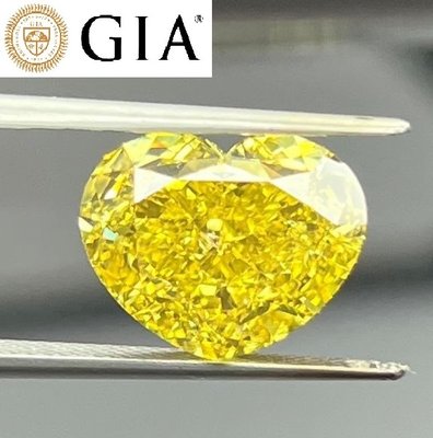 【台北周先生】天然Fancy Intense黃色鑽石 9.04克拉 黃鑽 均勻Even分布 愛心切割 送GIA證書