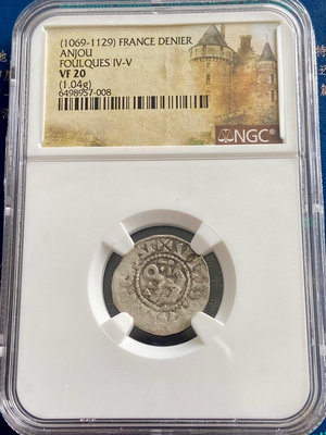 二手 NGC-VF20 法國中世紀1069-1129 安茹伯爵國1 錢幣 銀幣 硬幣【奇摩錢幣】2379