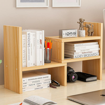 書架桌面置物架臥室辦公室桌上小型多層架子可伸縮收納簡易書柜~菜菜小商鋪