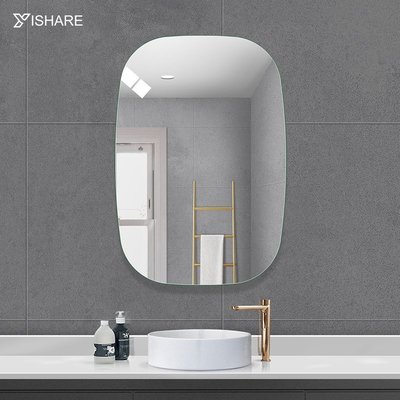 【熱賣精選】 Yishare 無框大圓角浴室鏡衛生間鏡子洗手間壁掛簡約防爆梳妝鏡子