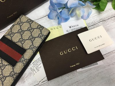 Gucci經典雙G藍紅藍對開長夾