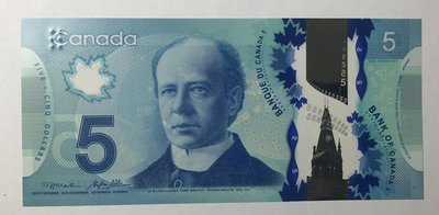 全新  加拿大紙幣  5元  塑料鈔 紙鈔