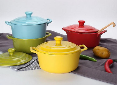 陶瓷鍋正品陶瓷鍋 韓國式彩色耐熱砂鍋 熬粥燉煲湯雙耳湯鍋 紅黃綠藍橙煎鍋