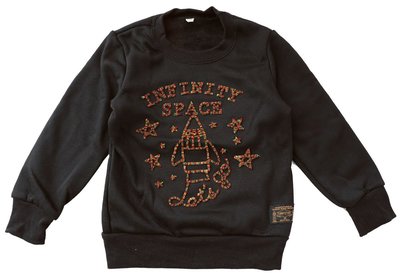 日本 太空梭 火箭 星星 嬰幼兒童長袖棉T衣服 休閒運動上衣 刷毛 加絨 絨毛上衣 刺繡 上衣 衣服~安安購物城~