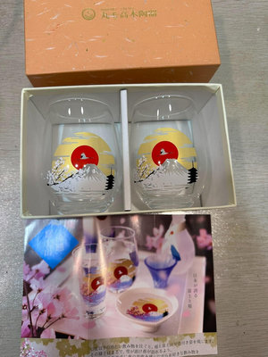 原盒 日本丸も高木陶器 「富士山冷感櫻」系列 冷感玻璃杯