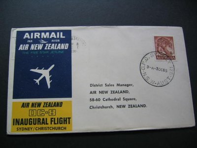 【雲品八】紐西蘭Air New Zealand 1965 FFC Australia : New Zealand 庫號#DX01 39455