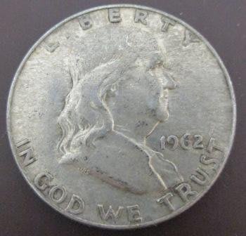 ~AMERICA 美國 1962年 富蘭克林 半圓 銀幣/錢幣/硬幣一枚~