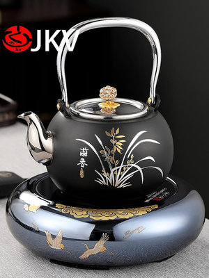 生活倉庫~jkv手繪電陶爐燒水壺銅把煮茶壺泡茶用手工一體不銹鋼電熱煮茶器