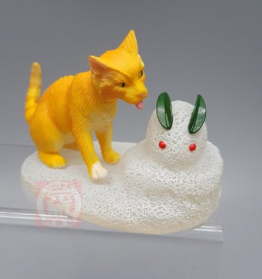 絕版品 Yujin 扭蛋 轉蛋 昭和 貓 曆的貓 貓咪 貓兒 吃冰 舔冰 舔雪 雪人 絕版老場景