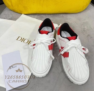 二手精品 Dior 迪奧 ID 低幫板鞋 運動鞋 女款 白紅色 KCK323