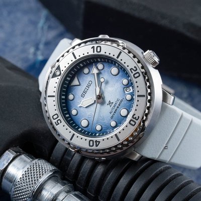 SEIKO 精工Prospex 海洋藍南極企鵝潛水機械錶-白x藍/43.2mm(SRPG59K1/4R35-04Z0H