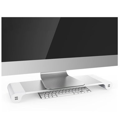 只能郵寄貨運宅配 鋁合金螢幕架 桌上收納架 4孔USB 智能電腦顯示器支架 帶USB手機充電器 可充電筆電支架