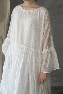 燕燕~天絲棉提花 雙層大擺復古寬鬆顯瘦仙氣 洋裝 連身裙  ab198701