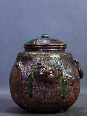 【二手】日本古董貍貓古信樂福貍擺件茶道置物16985【李掌櫃】