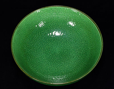 中國古瓷 清孔雀綠釉開片碗8*21m3500RT-11785