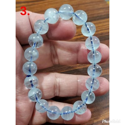 海藍寶 手鍊 手環 手珠 冰透晶體 10mm+ 天然❤水晶玉石特賣#C194-2