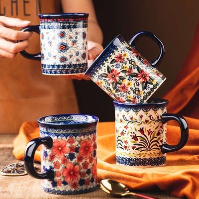 波蘭陶瓷馬克杯家用大容量燕麥咖啡杯子喝水創意高顏值茶杯水杯女 滿599免運
