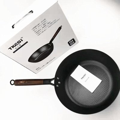 現貨熱銷-日本KTESi進口平底炒鍋28cm高純鐵無涂層不粘鍋7