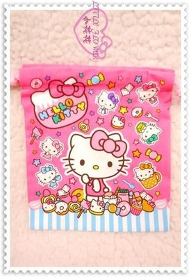 ♥小花凱蒂日本精品♥Hello Kitty桃色棒棒糖束口袋 收納袋 便當袋縮口帶便當袋L56816402/
