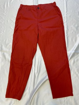 日本Uniqlo深磚紅色棉麻褲 L
