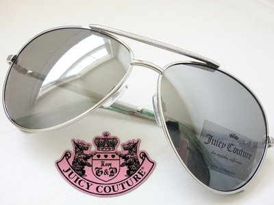 Juicy Couture 太陽眼鏡 墨鏡 倒三角 飛行員 銀色雕花鏡框 水銀鏡片 湖水綠鏡腳設計 【以靡正品現貨】