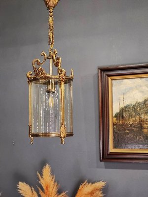 ⚜️卡卡頌 歐洲古董⚜️法國 Antique 高質感 厚實純銅 圓筒 環狀玻璃 古典 吊燈 古董燈 B8-49 ✬