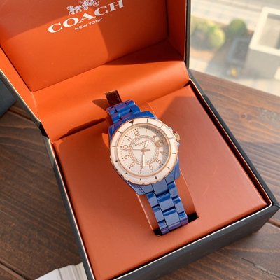 現貨熱銷-COACH 陶瓷錶帶 石英手錶 女錶 腕錶 日曆錶 時尚百搭 購美國代購Outlet專場 可團購