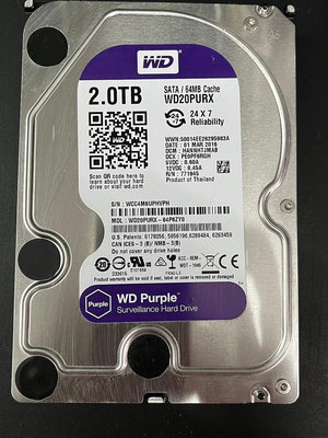 C【小米一店】二手 紫標 WD WD20PURX 2TB 5400轉 監控硬碟 3.5吋