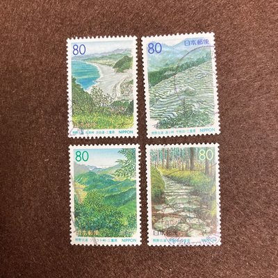 (H33)外國郵票 日本郵票 已銷戳 地方郵票 1999年 三重縣 熊野古道 4全
