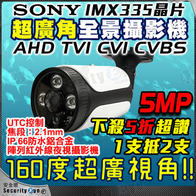 5MP 全景 攝影機 AHD TVI CVI CVBS 防剪支架 適 可取 大華 海康 昇銳 陞泰 DVR 4路 8路