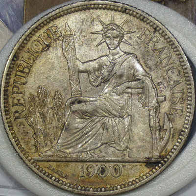 1900年A版法屬印度中國1皮阿斯特坐洋大銀幣