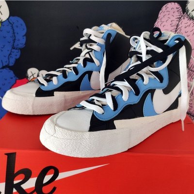 【正品】Sacai x Nike Blazer Mid 解構 白藍 休閒 板 BV0072-001潮鞋