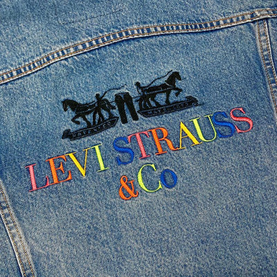 [稀有品] Levi's Premium 李維斯最高級用料 絕美五彩刺繡馬車LOGO牛仔外套 單寧夾克 L號