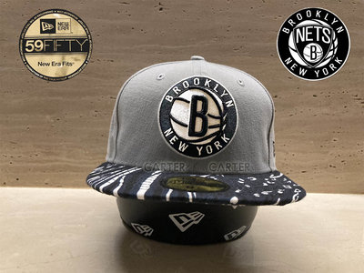 特價 New Era x NBA Brooklyn Nets 59Fifty 美國職籃布魯克林籃網灰底藍帽簷斑馬紋全封帽