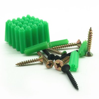 綠膠塞配自攻釘漲塞膠粒膨脹螺絲塑料膨脹管螺釘膠塞自攻螺絲M6M8大優惠