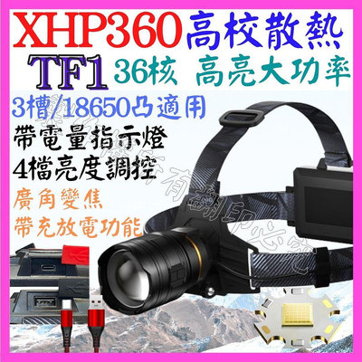 【購生活】TF1 XHP360 36核心 P360 18650 頭燈 4檔 強光頭燈 USB充放電 變焦 P70 L2