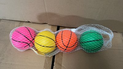 ☆88玩具收納☆4.5吋 玩具球 4545 足球 軟性球 寶寶手拍球 四色圓彩球 充氣安全球 遊戲球 附網袋 4pcs